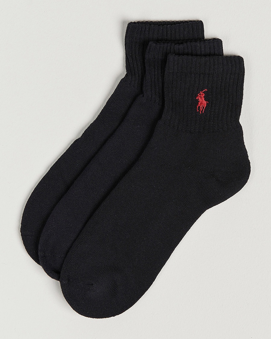 Polo Ralph Lauren 3-Pack Sport Quarter Socks Black – Negro