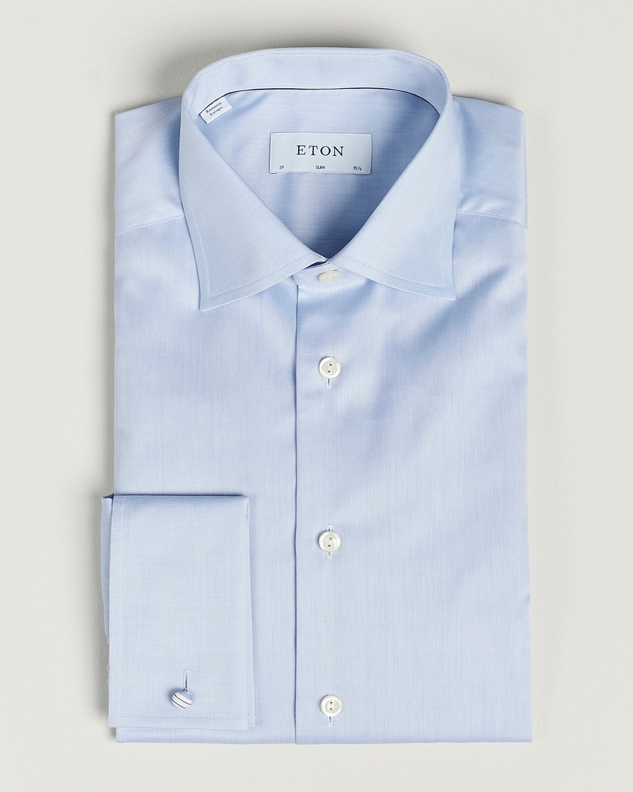 Eton Slim Fit Shirt Double Cuff Blue – Azul