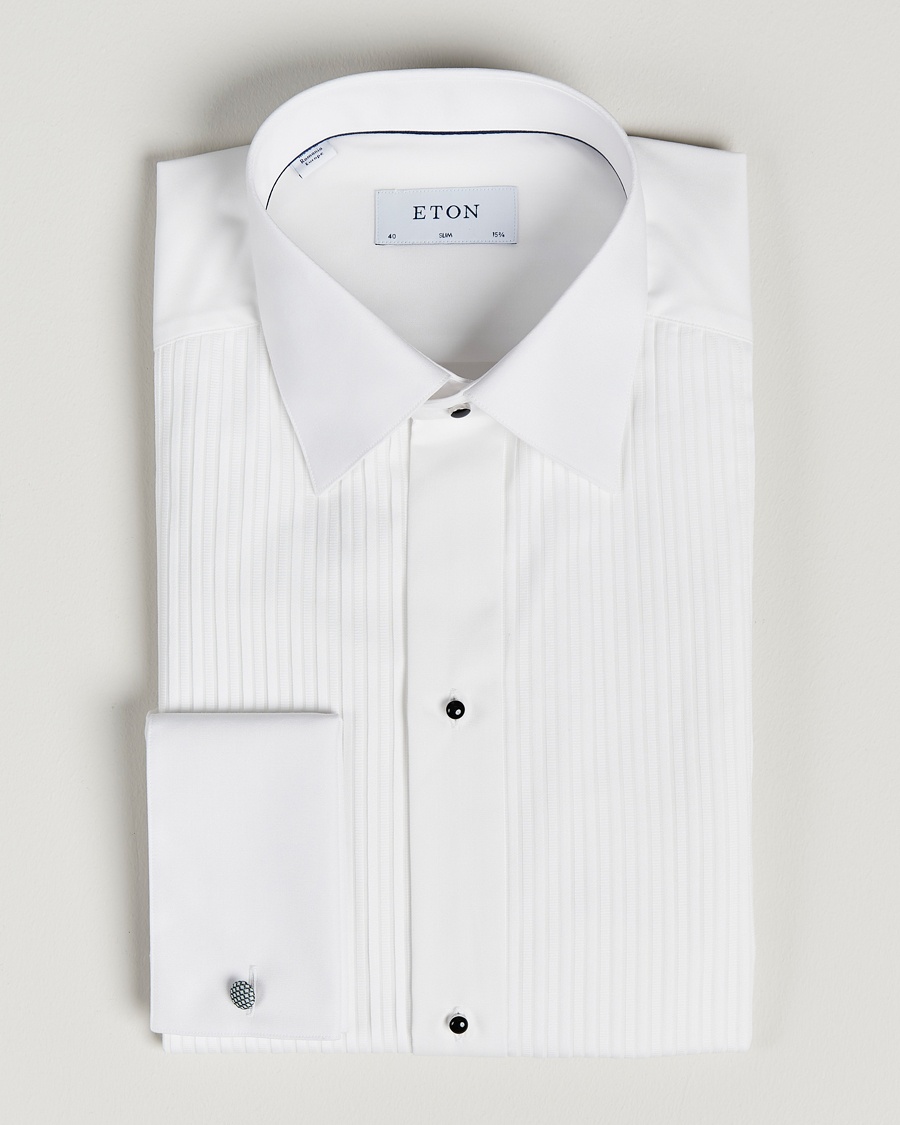 Eton Slim Fit Tuxedo Shirt Black Ribbon White – Blanco