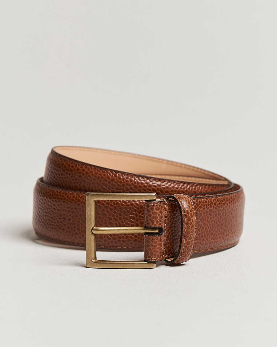 Crockett & Jones Belt 3,5 cm Tan Grained Calf – Marrón