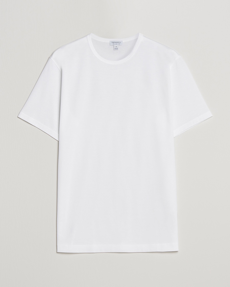 Sunspel Crew Neck Q82 Cotton T-Shirt White – Blanco