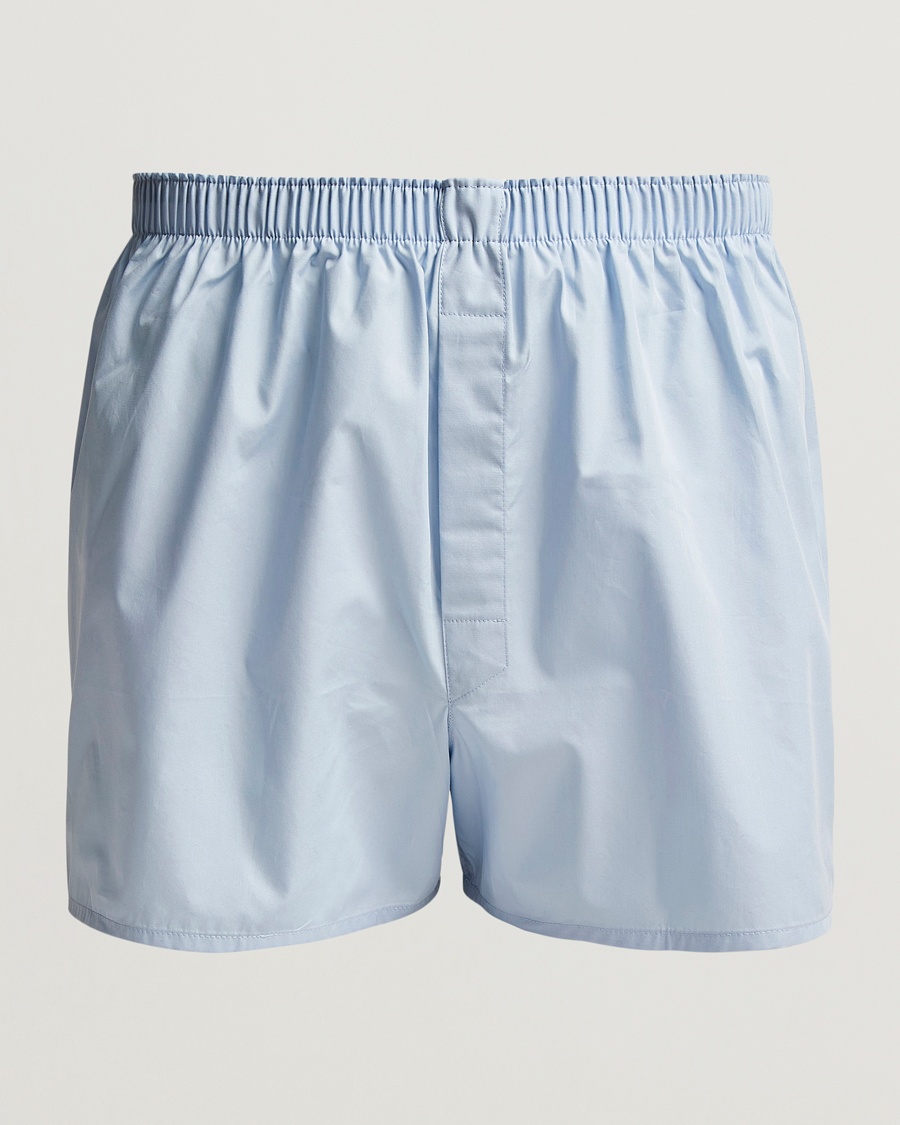 Sunspel Classic Woven Cotton Boxer Shorts Plain Blue – Azul