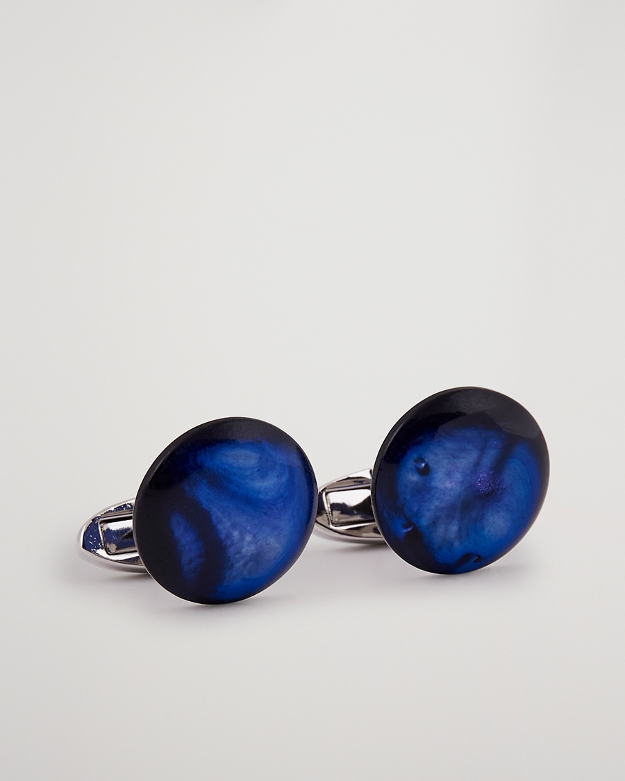 Stenströms Mother of Pearl Cufflink Dark Blue – Azul