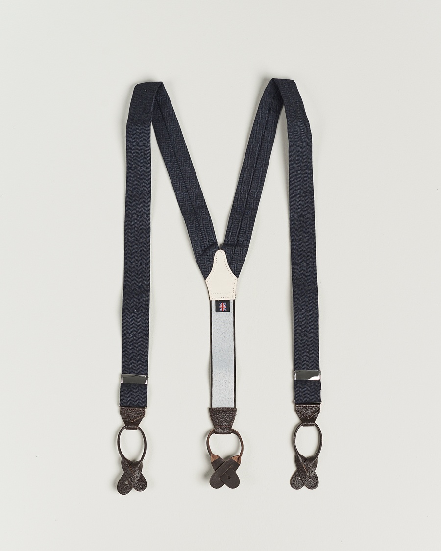 Albert Thurston Herringbone Braces 40mm Dark Blue – Azul