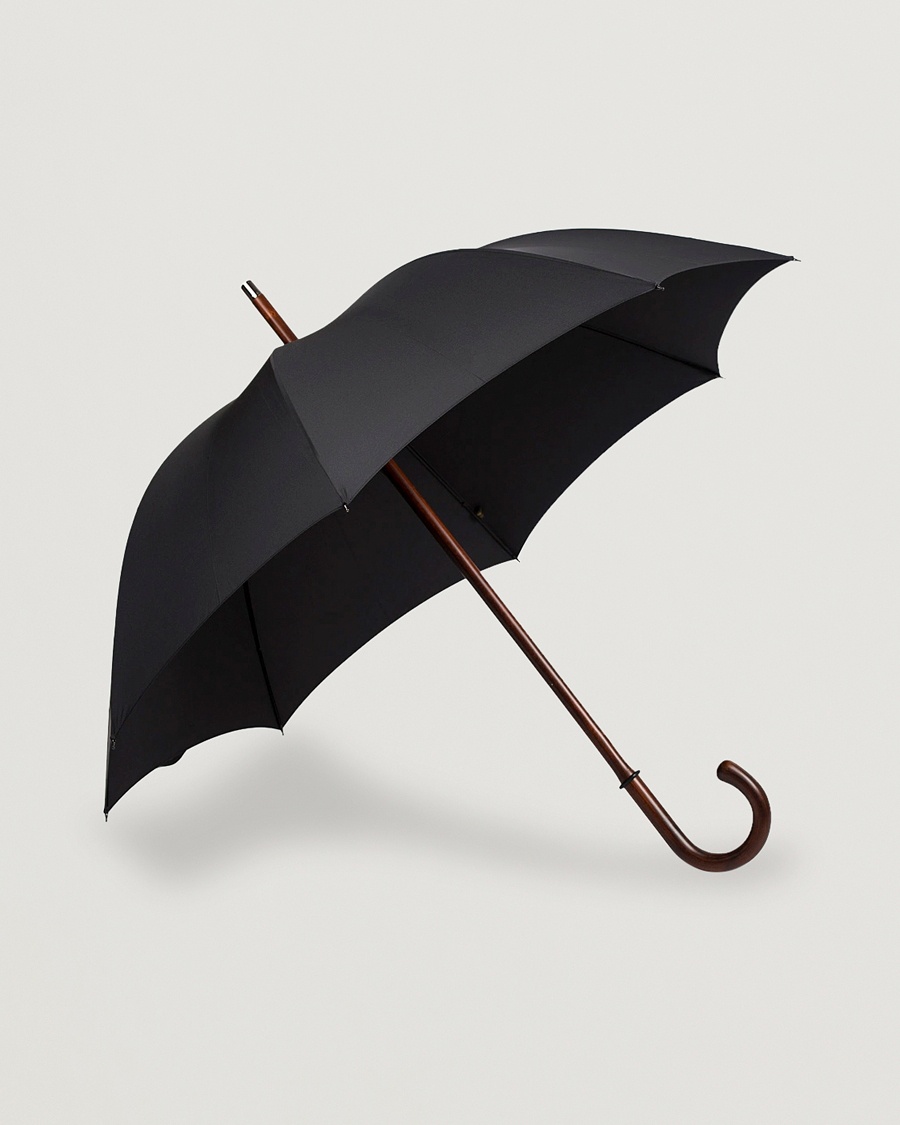 Fox Umbrellas Polished Cherrywood Solid Umbrella Black – Negro