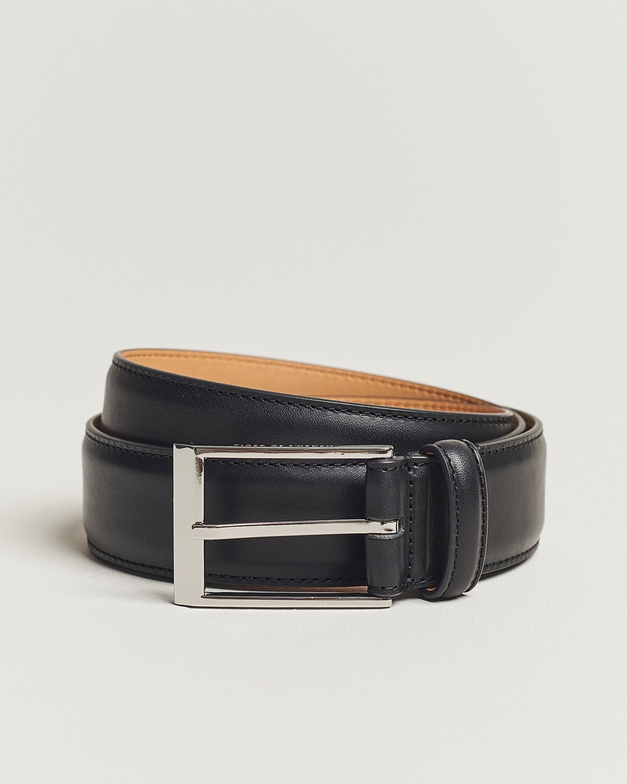 Tiger of Sweden Helmi Leather 3,5 cm Belt Black – Negro