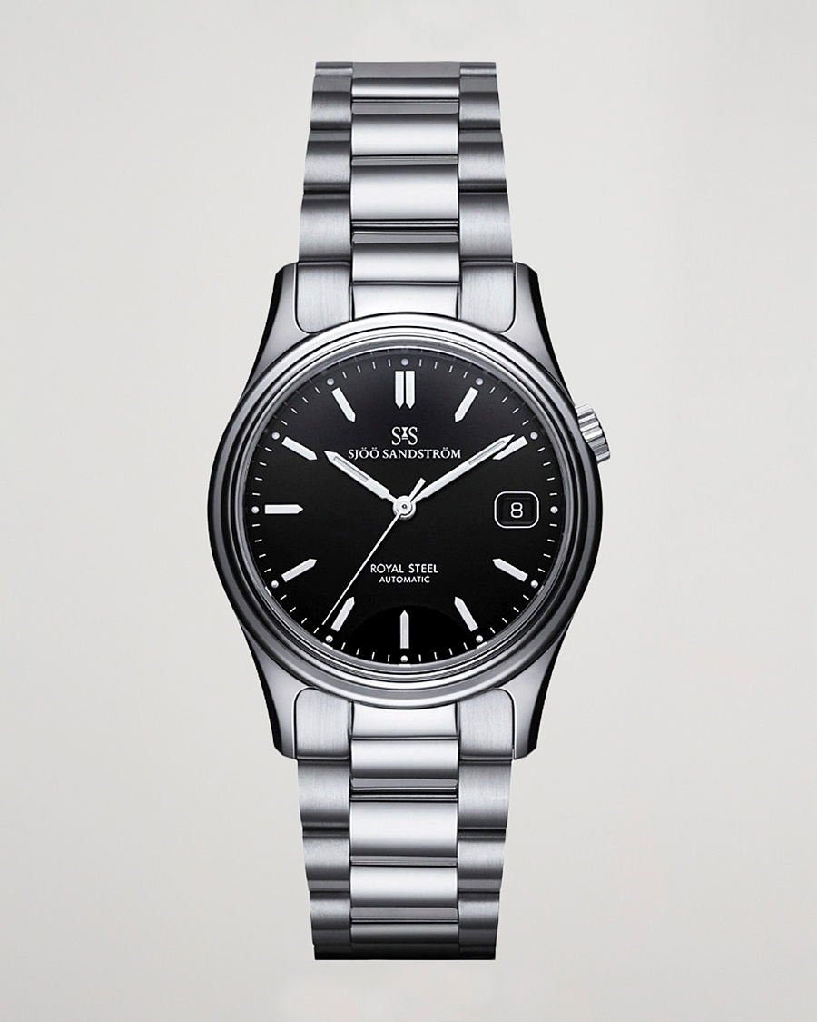Sjöö Sandström Royal Steel Classic 36mm Black with Steel – Plata