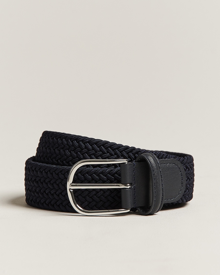 Anderson's Stretch Woven 3,5 cm Belt Navy – Azul