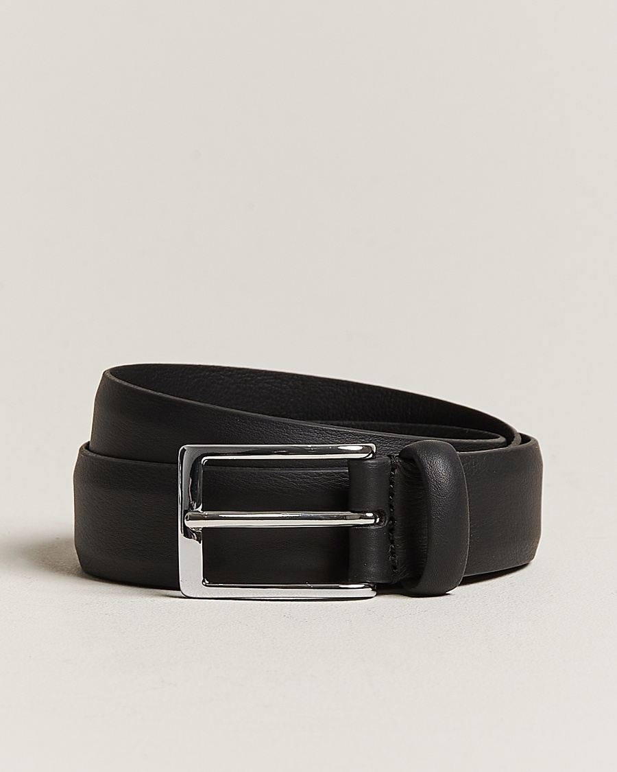 Anderson's Double Nappa Calf 3 cm Belt Black – Negro