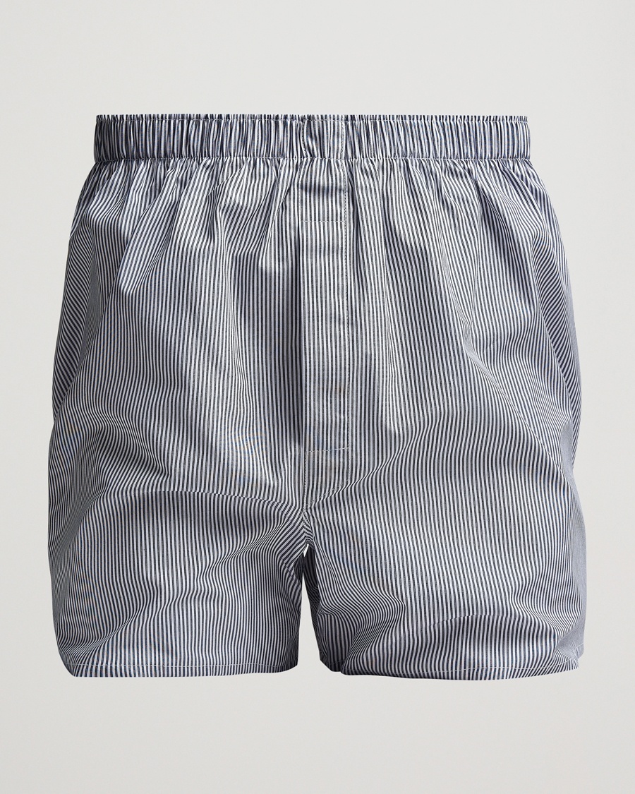 Sunspel Classic Woven Cotton Boxer Shorts White/Light Blue – Azul