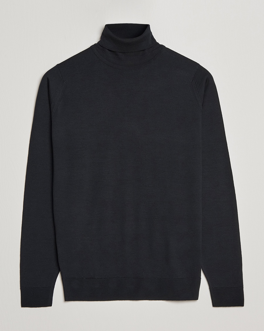 John Smedley Cherwell Extra Fine Merino Rollneck Black – Negro