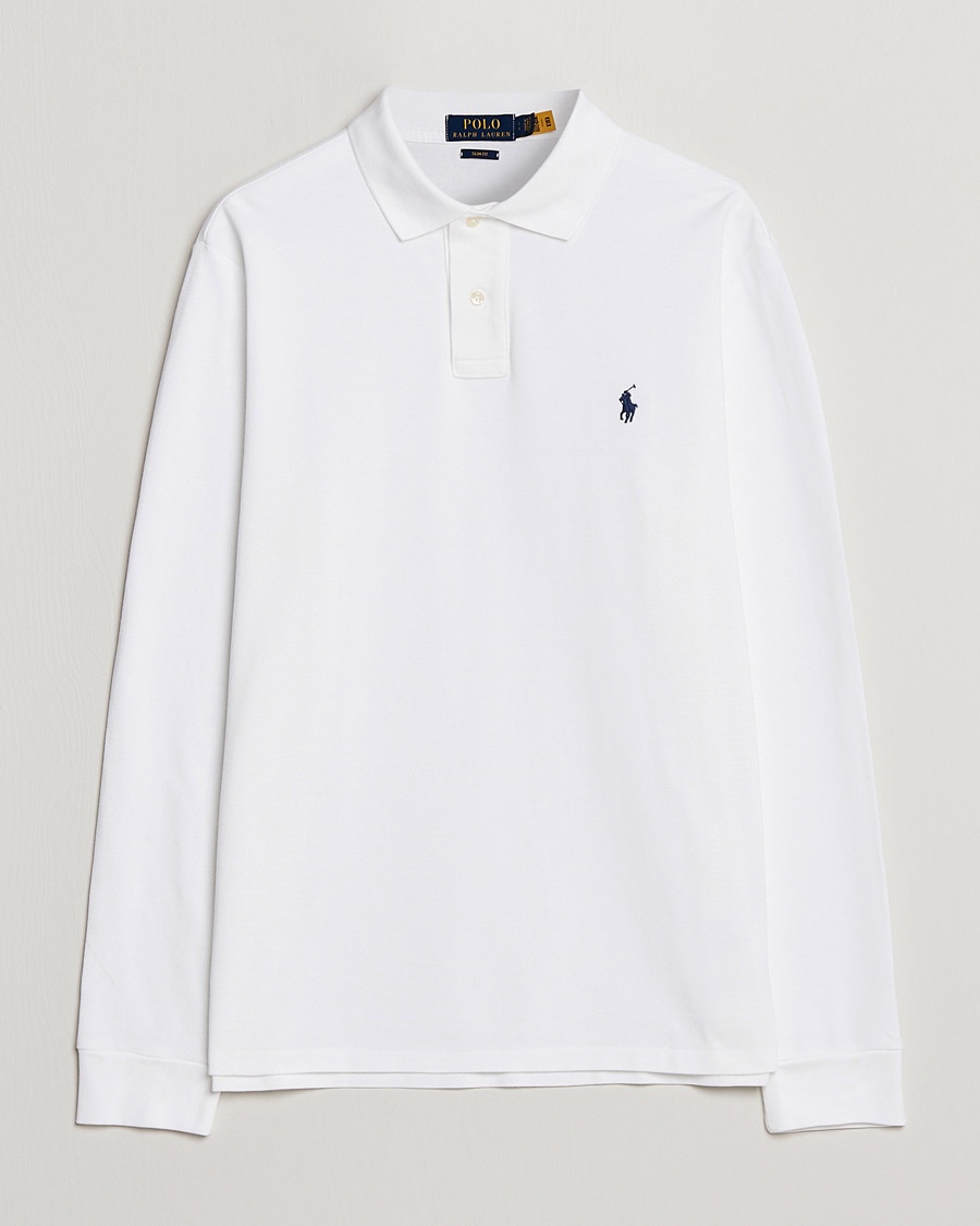 Polo Ralph Lauren Slim Fit Long Sleeve Polo White – Blanco