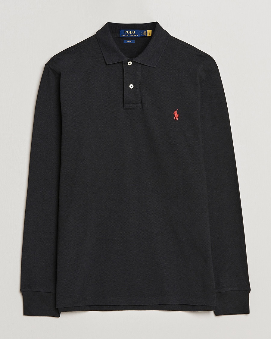 Polo Ralph Lauren Slim Fit Long Sleeve Polo Polo Black – Negro