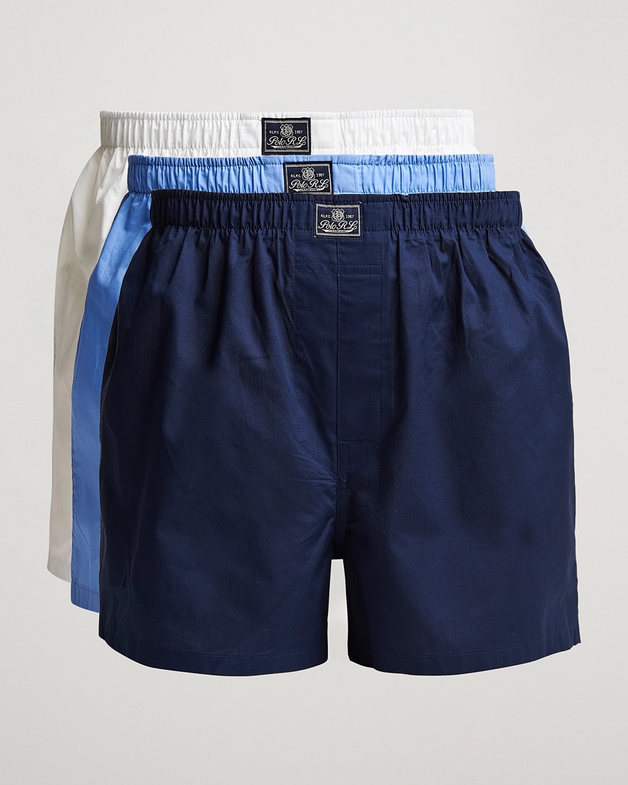 Polo Ralph Lauren 3-Pack Woven Boxer White/Blue/Navy – Azul