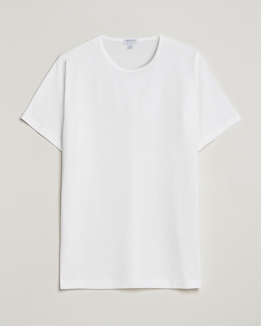 Sunspel Superfine Cotton Crew Neck T-Shirt White – Blanco