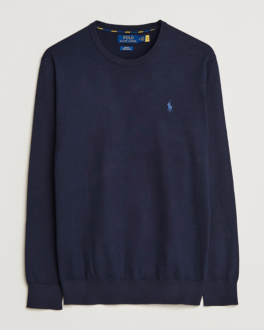 Polo Ralph Lauren Pima Cotton Crew Neck Pullover Hunter Navy – Azul