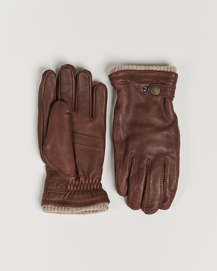Hestra Utsjö Fleece Lined Buckle Elkskin Glove Chestnut – Marrón