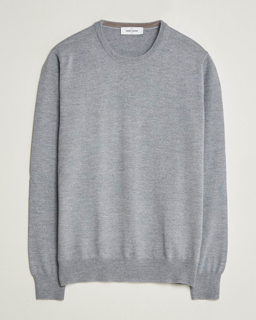  Gran Sasso Merino Fashion Fit Crew Neck Pullover Light Grey – Gris