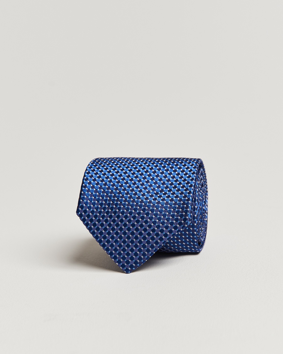 Eton Silk Geometric Weave Tie Navy – Azul
