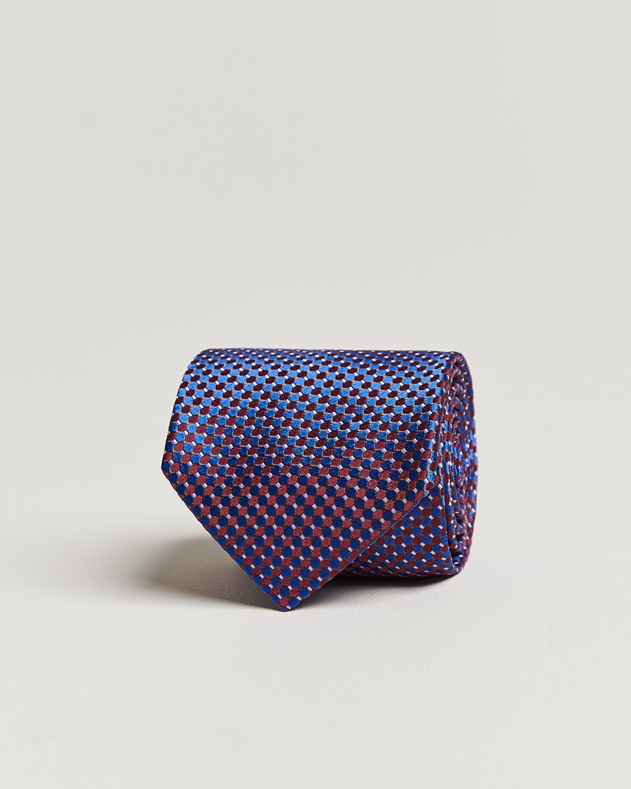 Eton Silk Geometric Weave Tie Blue/Red – Azul