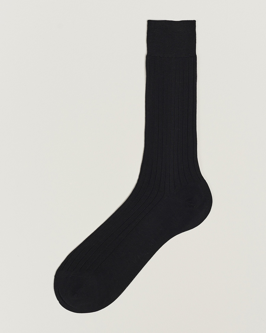 Bresciani Cotton Ribbed Short Socks Black – Negro