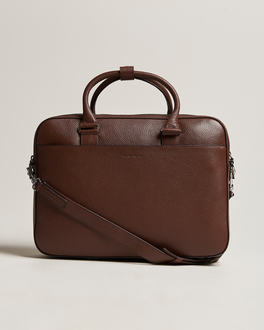 Tiger of Sweden Burin Grained Leather Briefcase Brown – Marrón
