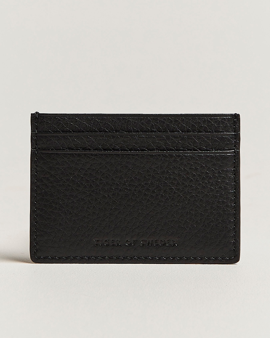 Tiger of Sweden Wake Grained Leather Cardholder Black – Negro