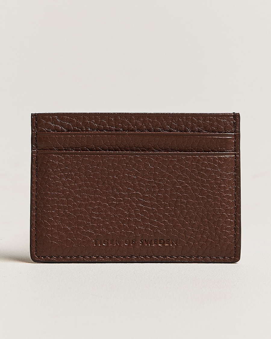 Tiger of Sweden Wake Grained Leather Cardholder Brown – Marrón
