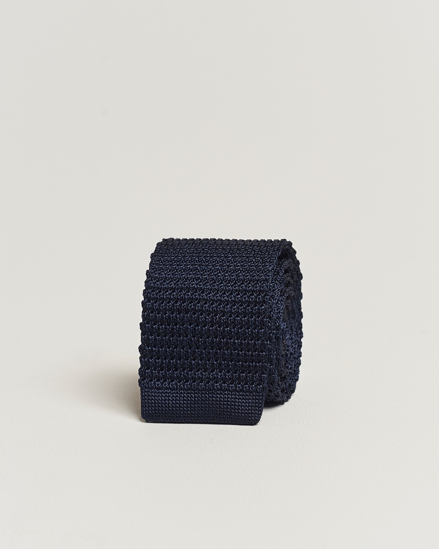 Amanda Christensen Knitted Silk Tie 6 cm Navy – Azul