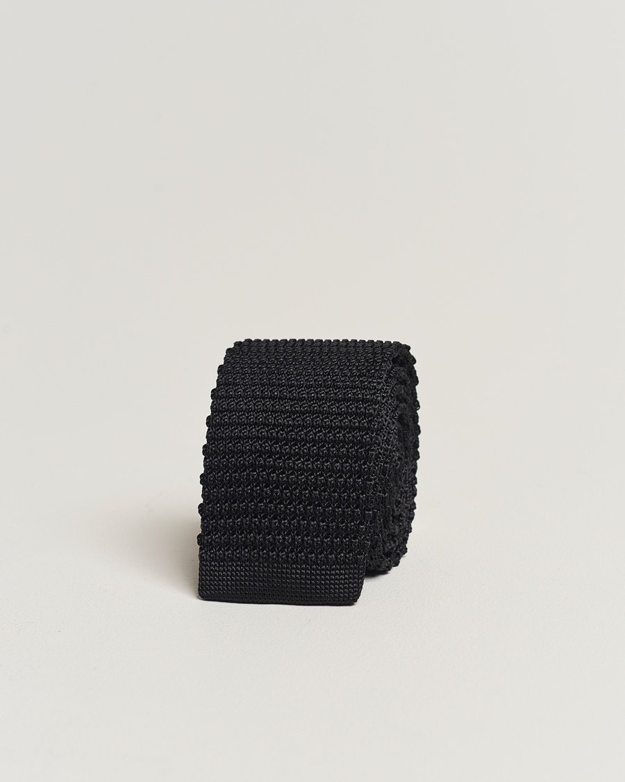 Amanda Christensen Knitted Silk Tie 6 cm Black – Negro