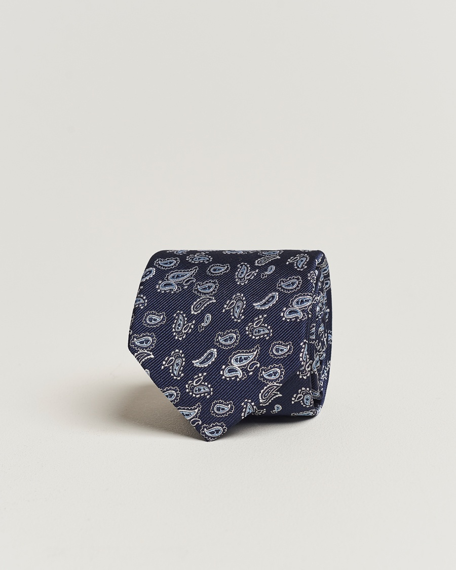 Amanda Christensen Paisley Woven Silk Tie 8 cm Navy – Azul