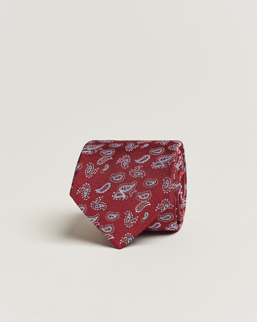 Amanda Christensen Paisley Woven Silk Tie 8 cm Wine Red – Rojo