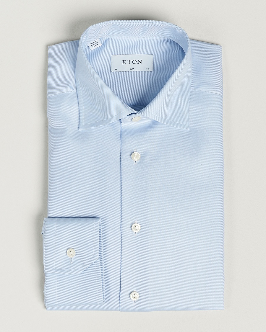 Eton Slim Fit Textured Twill Shirt Blue – Azul