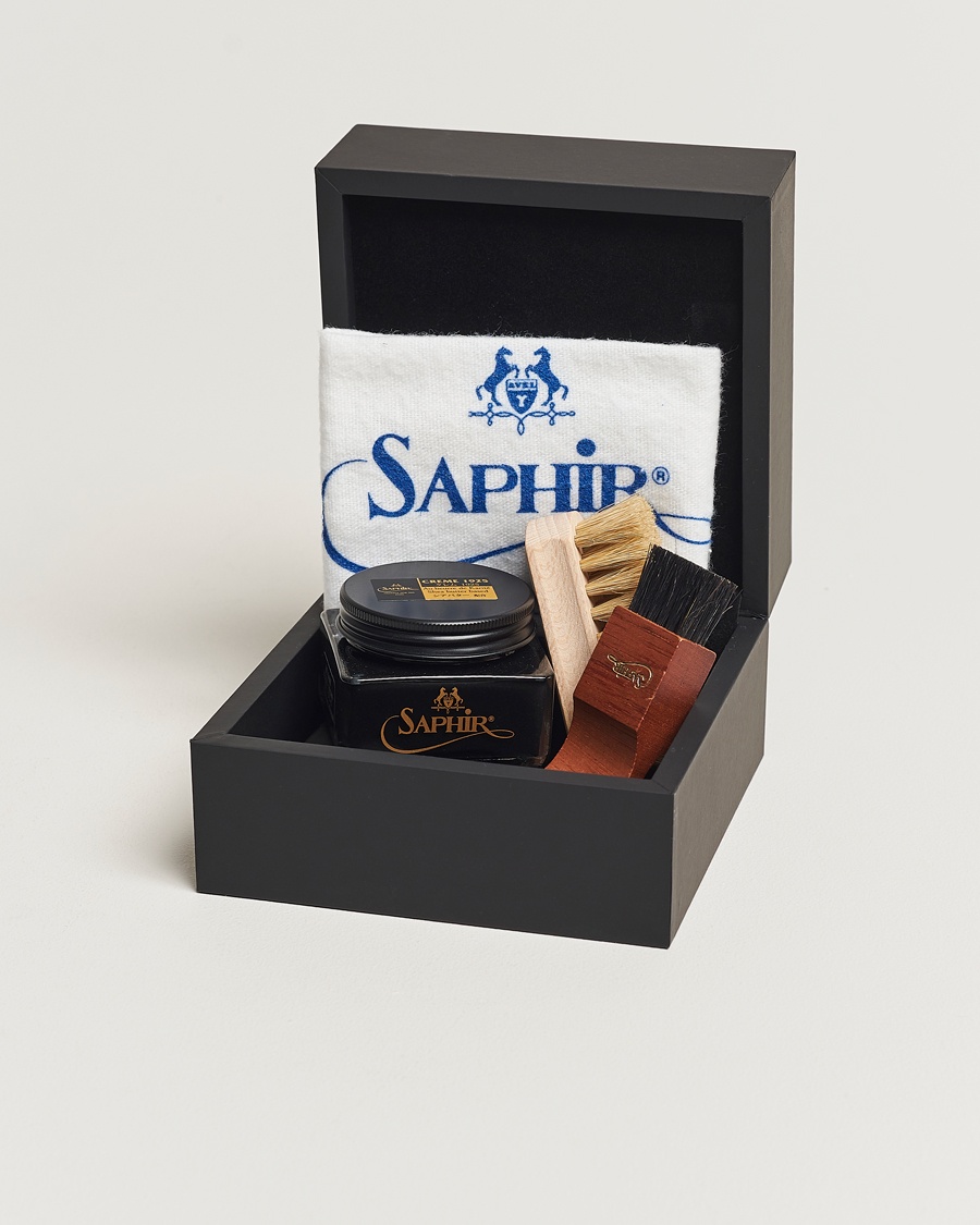 Saphir Medaille d'Or Gift Box Creme Pommadier Black & Brush – Negro