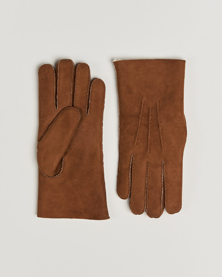 Hestra Lambskin Suede Handsewn Glove Congac – Marrón