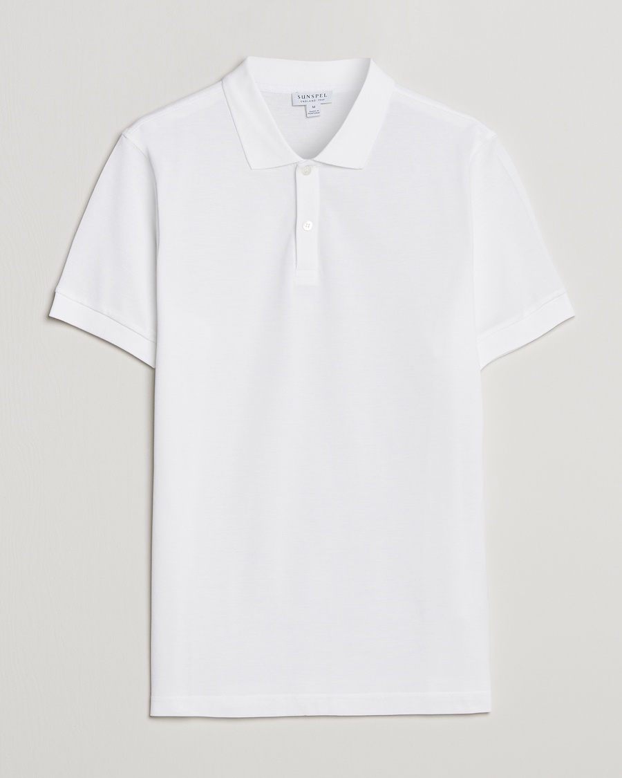 Sunspel Short Sleeve Pique Polo White – Blanco