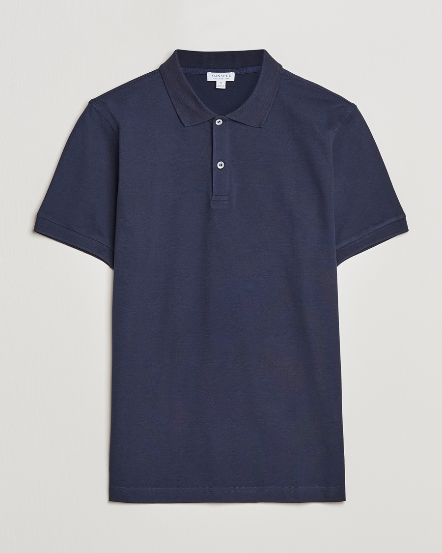 Sunspel Short Sleeve Pique Polo Navy – Azul