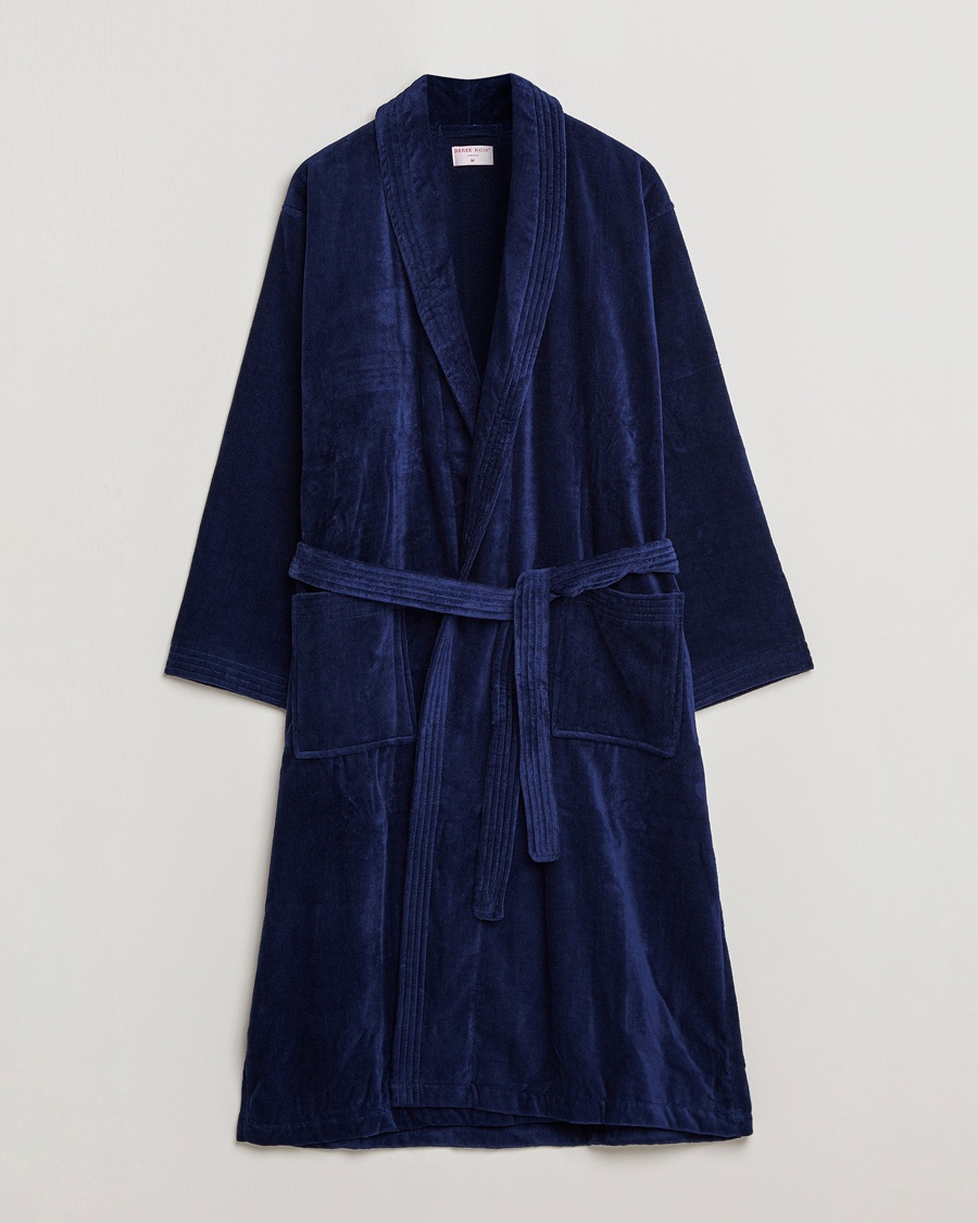 Derek Rose Cotton Velour Gown Navy – Azul