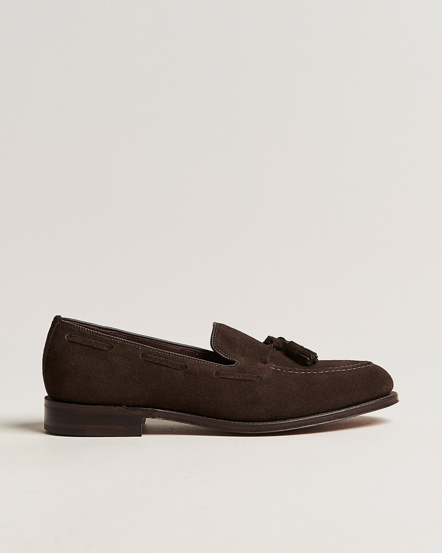 Loake 1880 Russell Tassel Loafer Chocolate Brown Suede – Marrón