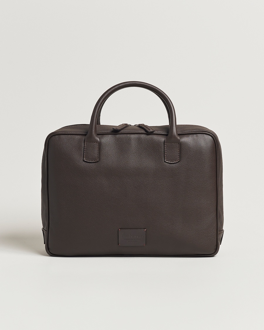 Anderson's Full Grain Leather Briefcase Dark Brown – Marrón