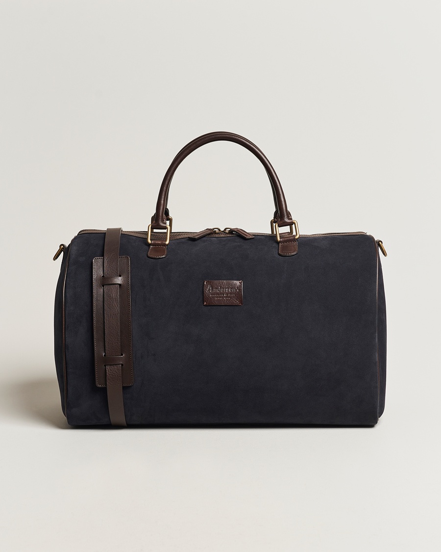 Anderson's Boston Suede Weekendbag Navy/Brown – Azul