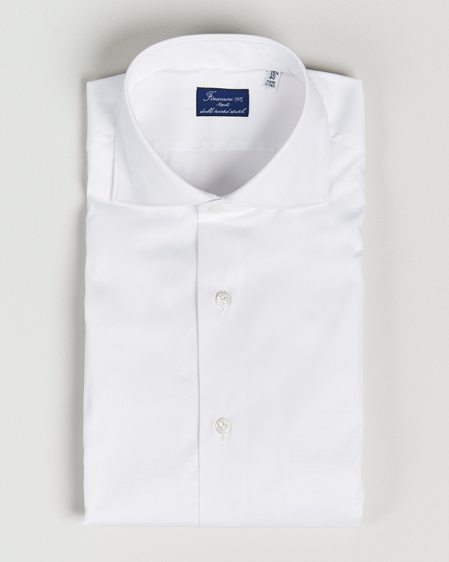 Finamore Napoli Milano Slim Fit Stretch Shirt White – Blanco