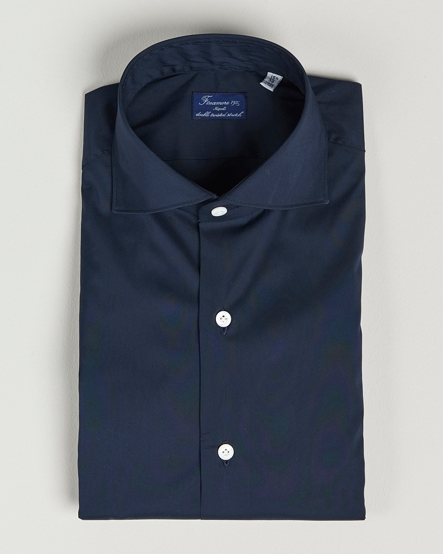 Finamore Napoli Milano Slim Fit Stretch Shirt Navy – Azul
