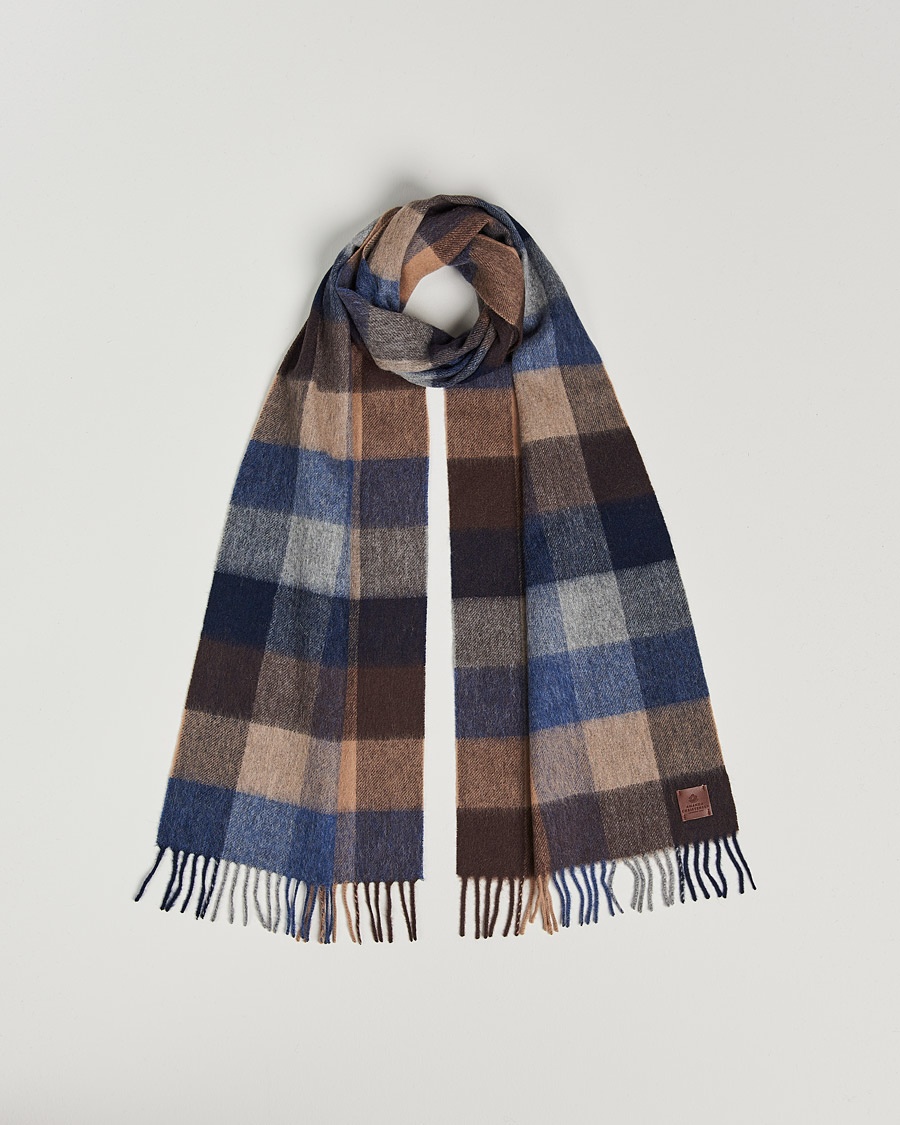  Amanda ChristensenWool Block Check ScarfNavy/Brown – Azul