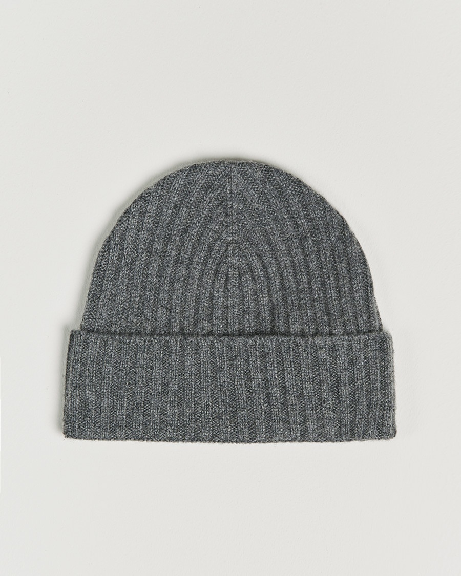 Amanda Christensen Rib Knitted Cashmere Cap Grey Melange – Gris