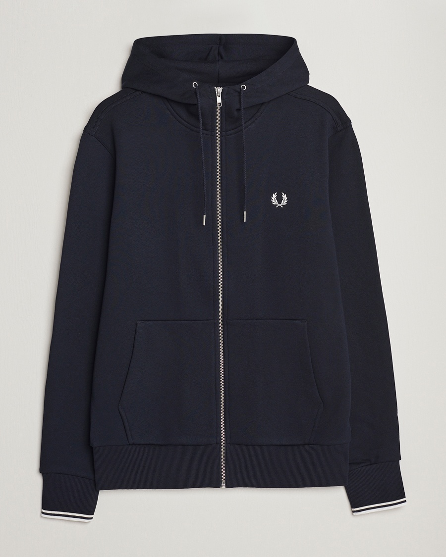 Fred Perry Full Zip Hooded Sweatshirt Navy – Azul
