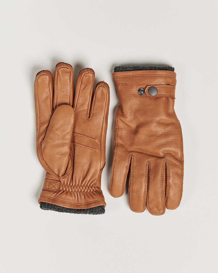 Hestra Utsjö Fleece Lined Buckle Elkskin Glove Cognac – Marrón