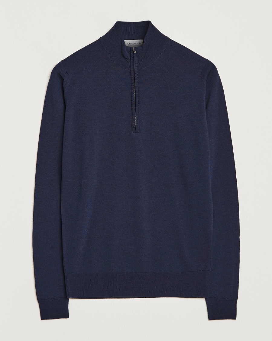 John Smedley Barrow Extra Fine Merino Half Zip Midnight – Azul