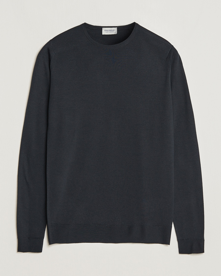 John Smedley Lundy Extra Fine Merino Crew Neck Black – Negro