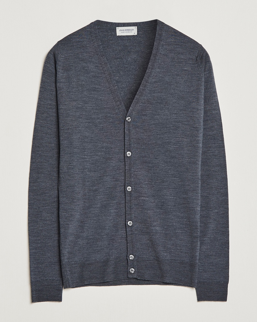 John Smedley Petworth Extra Fine Merino Cardigan Charcoal – Gris